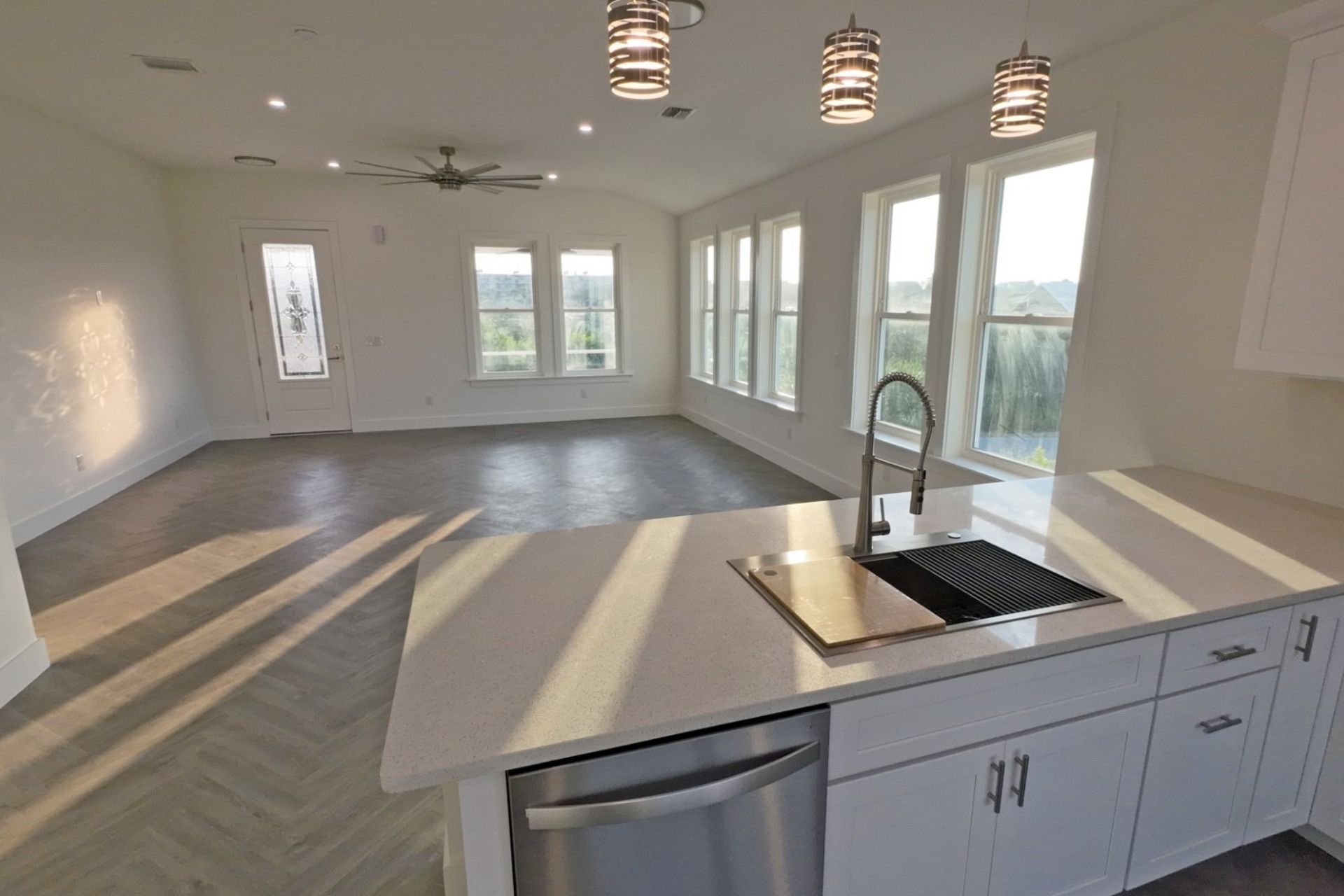 Polished stone countertop detail